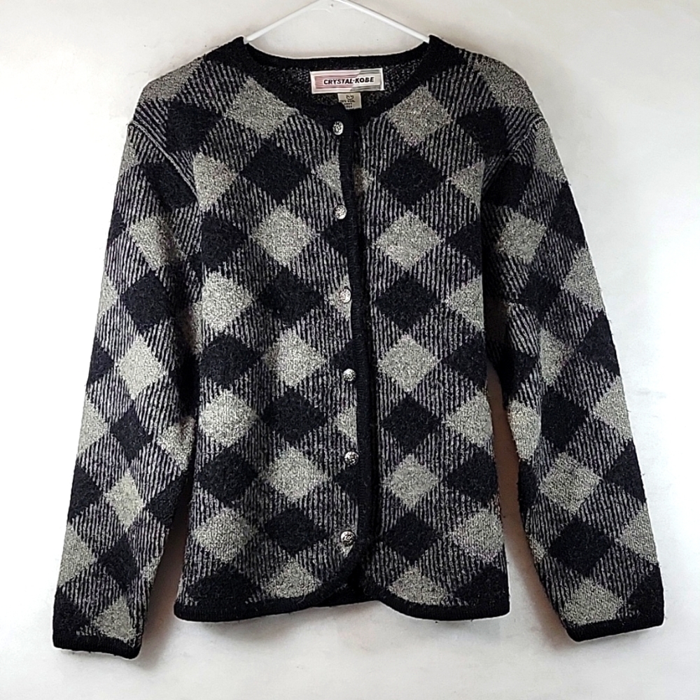 CRYSTAL-KOBE Wool Long Sleeve Button Down Sweater Size M